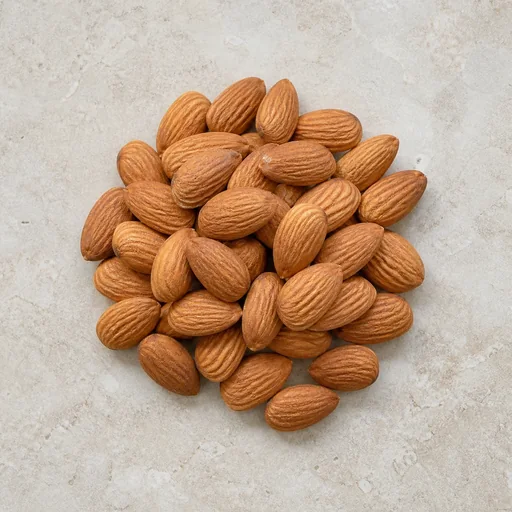 A pile of whole almonds